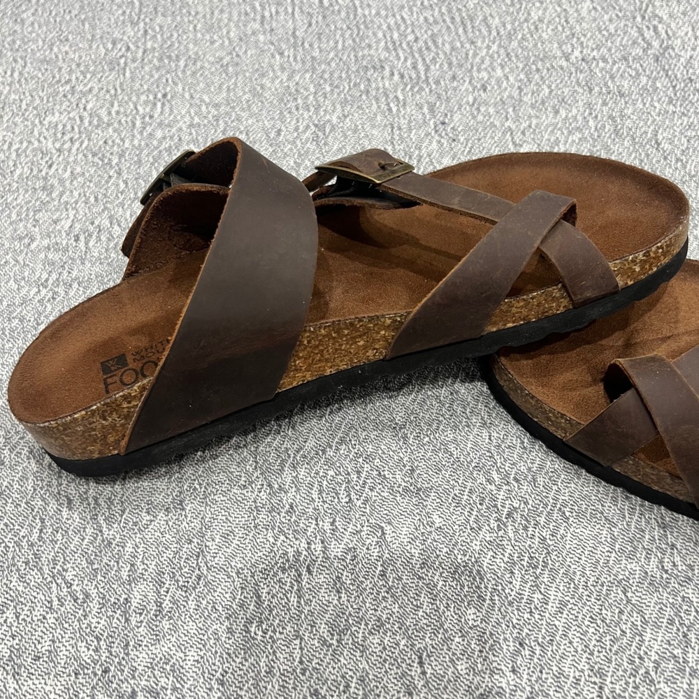 NEW White Mountain Footbeds Gracie Sandals Women Sz 6 Brown Leather Comfort Boho - Picture 7 of 9